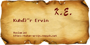 Kuhár Ervin névjegykártya